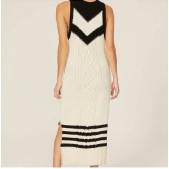 Tanya Taylor Sleeveless Sweater Dress Ivory and Black Sz S - Picture 5 of 7